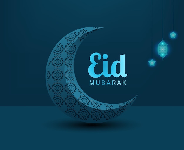 Vettore bandiera islamica di eid mubarak con la luna