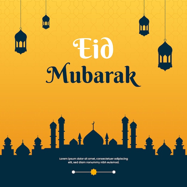 Eid mubarak islamic festival social media post design template