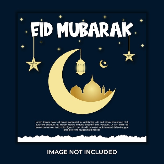 Eid mubarak islamic festival social media post template