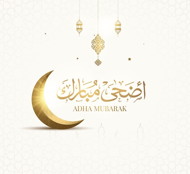 Eid Mubarak Islamic greeting card in Arabic calligraphy vector Eid al Fitr and Eid al Adha