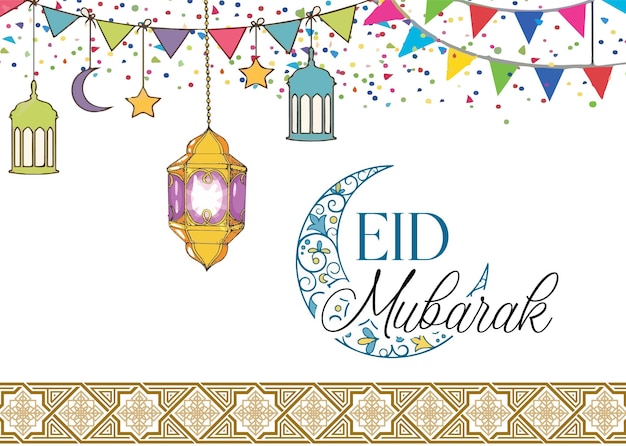 Vector eid mubarak islamic greeting card desig