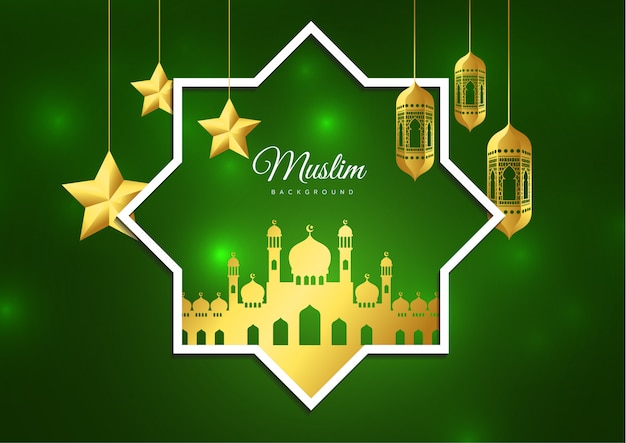 Eid Mubarak Islamic holiday greeting card design