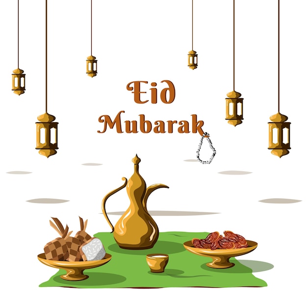 Vettore islamico dell'illustrazione di eid mubarak