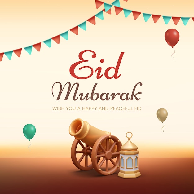 Vector eid mubarak islamic post social media greeting card background template