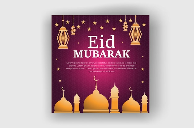 eid mubarak islamitisch festival social media postbannersjabloon met vector