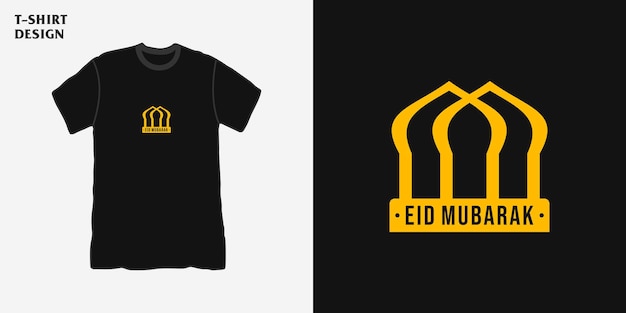 Eid mubarak islamitisch tshirt ontwerp symbool van een luxe en moderne moskee premium vector