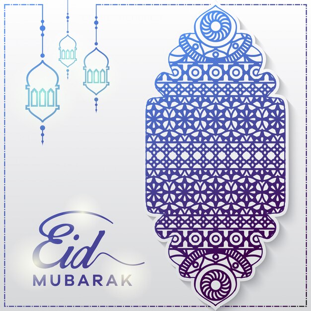 Eid mubarak islamitisch wenskaartsjabloonontwerp met islamitisch ornament.