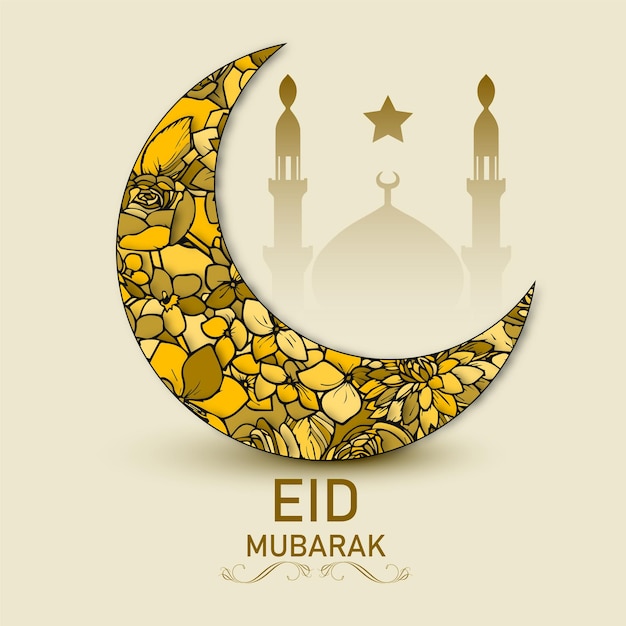 EID Mubarak Islamitische eid-festivalgroet met maan