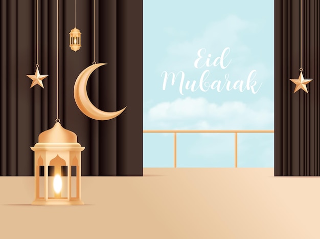 Eid Mubarak islamitische wenskaart in Arabische kalligrafie vector Eid al Fitr en Eid al Adha