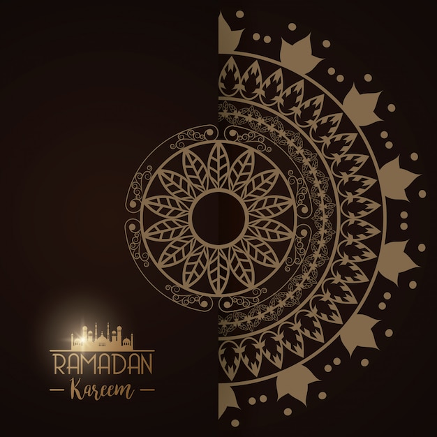 Vector eid mubarak-kaart met mandala-frame