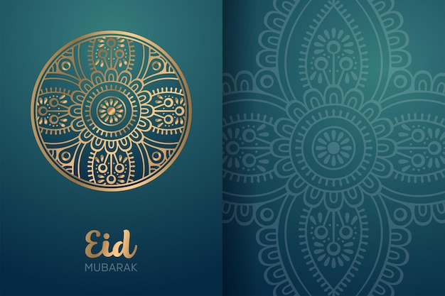 Eid mubarak-kaart met mandalaornament.