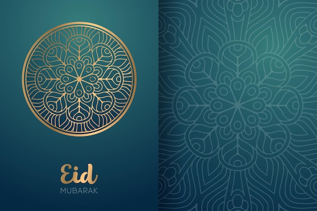 Eid mubarak-kaart met mandalaornament.