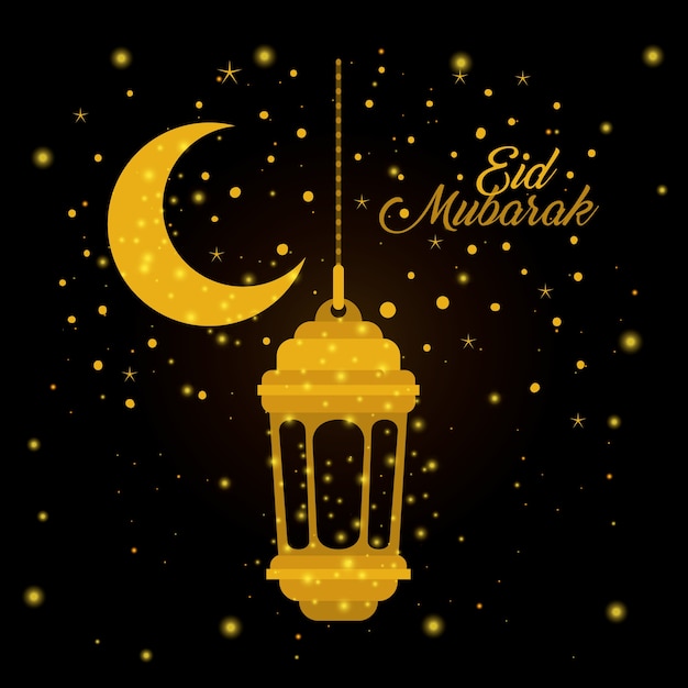 eid mubarak lantaarn met maan en sterren