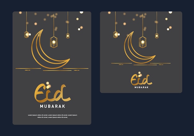 Vector eid mubarak line drawn and lights