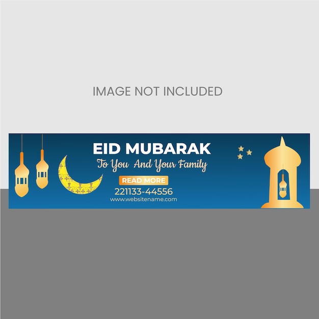 Eid mubarak linkedin or facebook cover and web banner design template