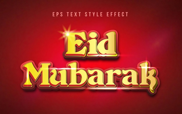 Eid mubarak effetto stile di testo modificabile 3d di lusso con scintilla