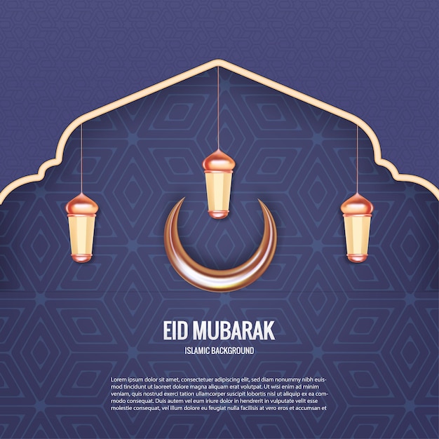 Eid Mubarak maan en Arabische lampen achtergrond Vector