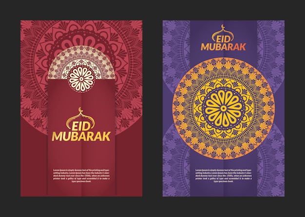 Eid mubarak mandala patroon flyers ontwerp