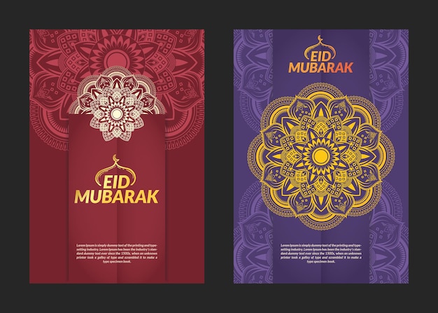 Eid mubarak mandala patroon flyers ontwerp