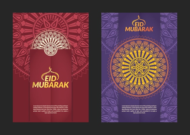 Vettore eid mubarak mandala modello volantini design