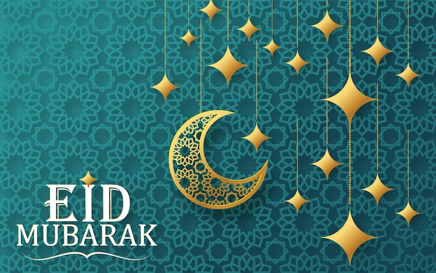 Eid mubarak met tekst en gekleurde achtergrond