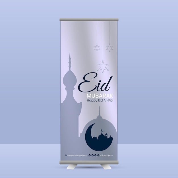 Eid mubarak modello di banner rollup moderno