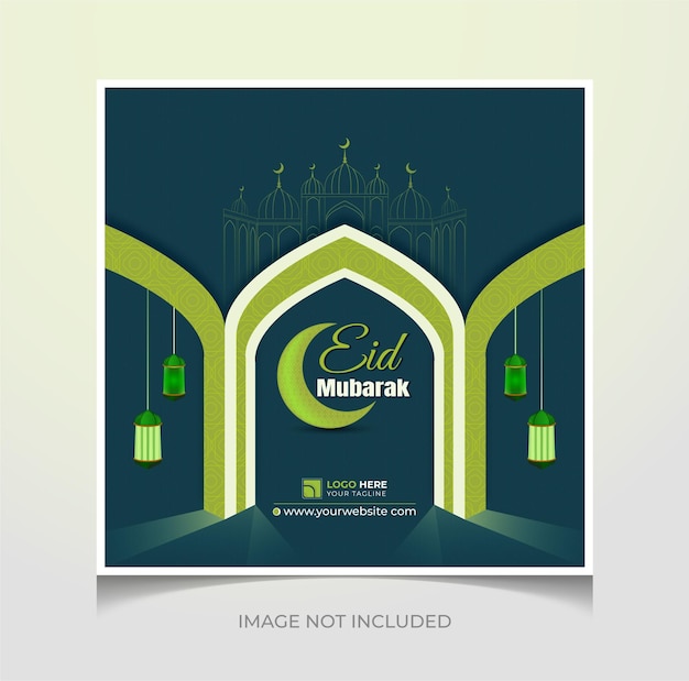 Vector eid mubarak moderne sociale media postontwerp