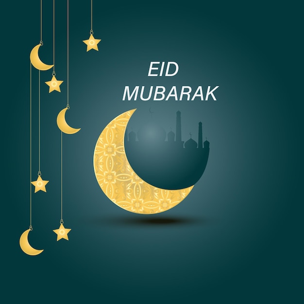 Eid mubarak mooie maan en achtergrond vector 4