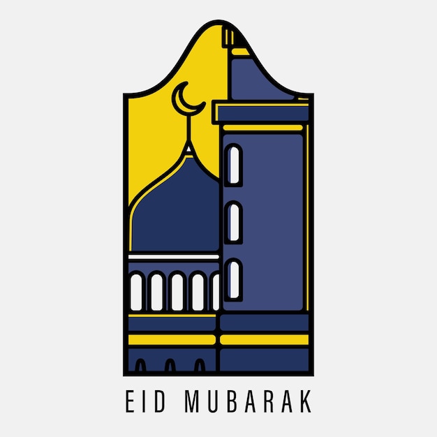 Eid Mubarak moskee ramadhan ontwerp platte cartoon illustratie sjabloon poster flyer briefkaart