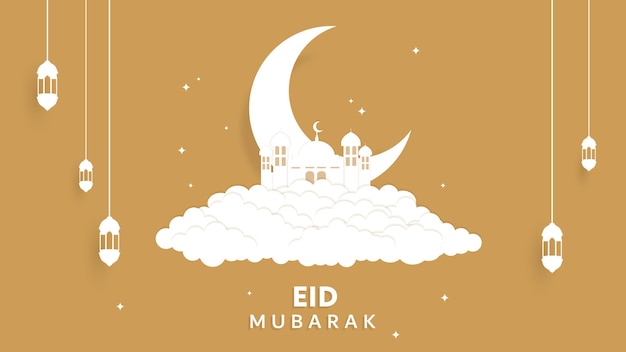 eid mubarak moslimviering in papierstijl gratis vector