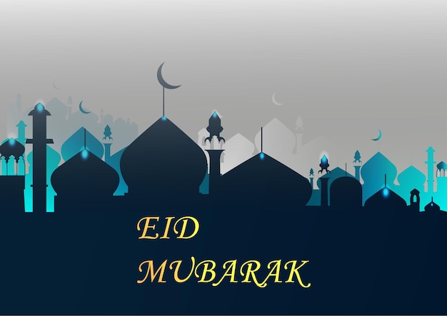 Vector eid mubarak mosque illustration