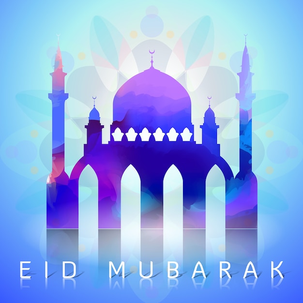 Vector eid mubarak mosque islamic illustration