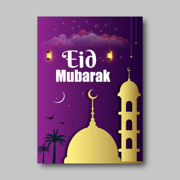 Eid mubarak muslim culture arabic style design