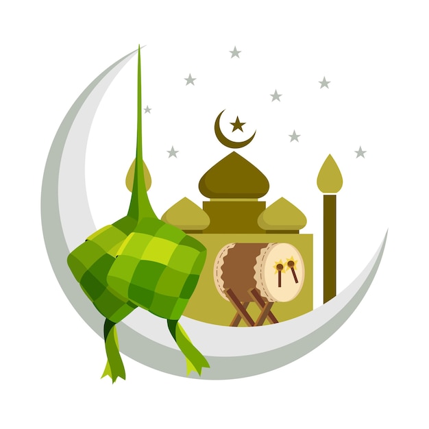 Eid Mubarak Muslim Islamic holiday spiritual celebration vector illustration