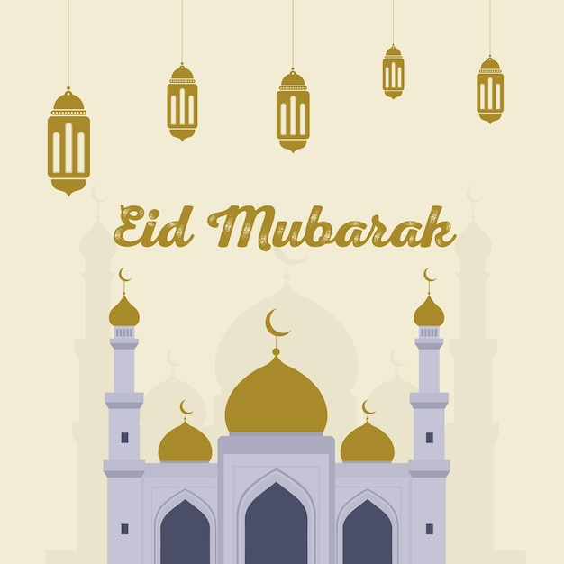 Eid mubarak poster design illustration