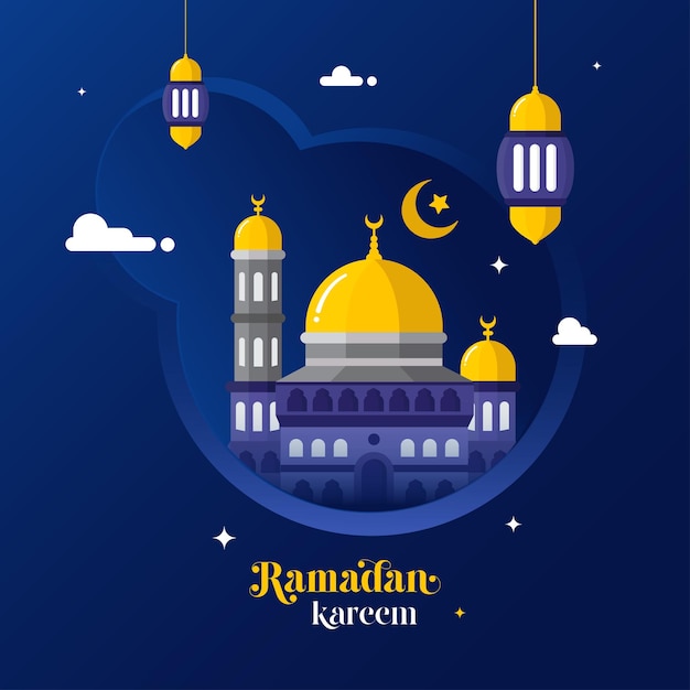 Шаблон векторного приветствия сезона фестиваля Ид Мубарак Рамадан