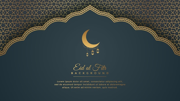 Eid Mubarak Ramadan Kareem-achtergrond in islamitische Arabische stijl met Arabesque gouden patroonframe