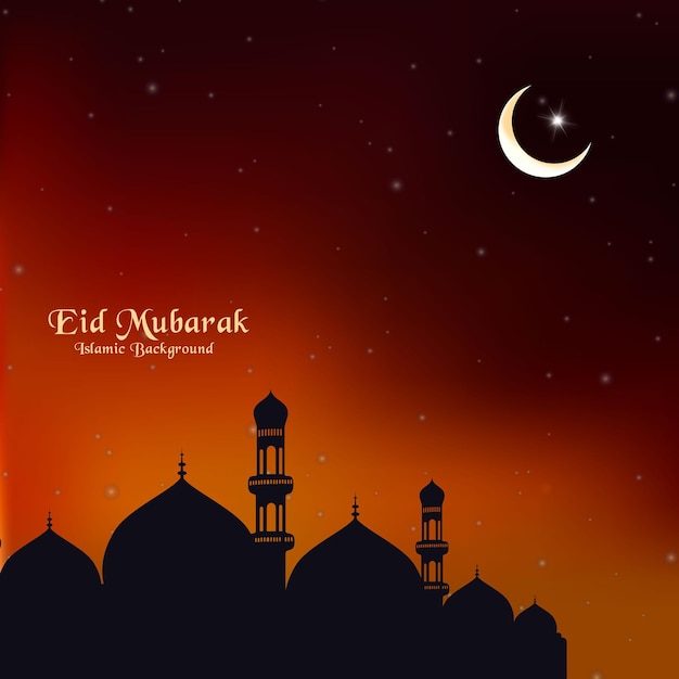 Eid mubarak religious festival background with mosque