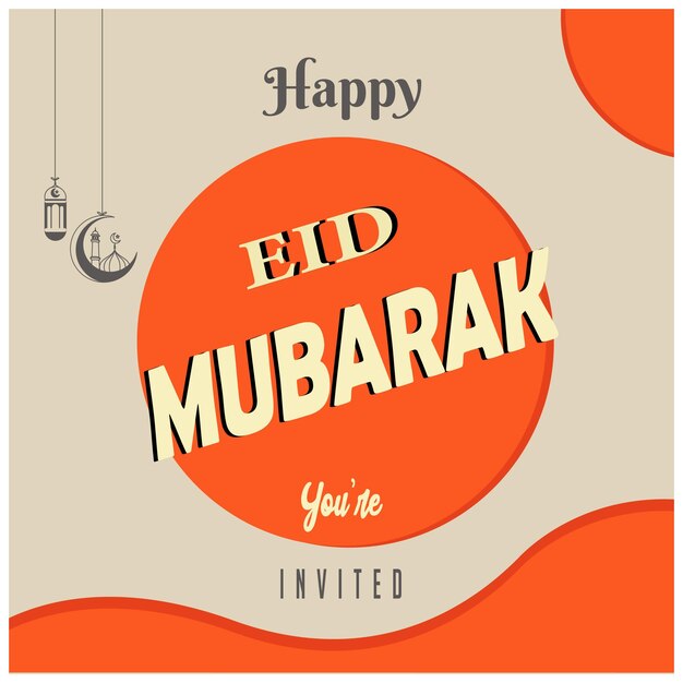 Vettore eid mubarak retro poster arte vintage che celebra le tradizioni culturali