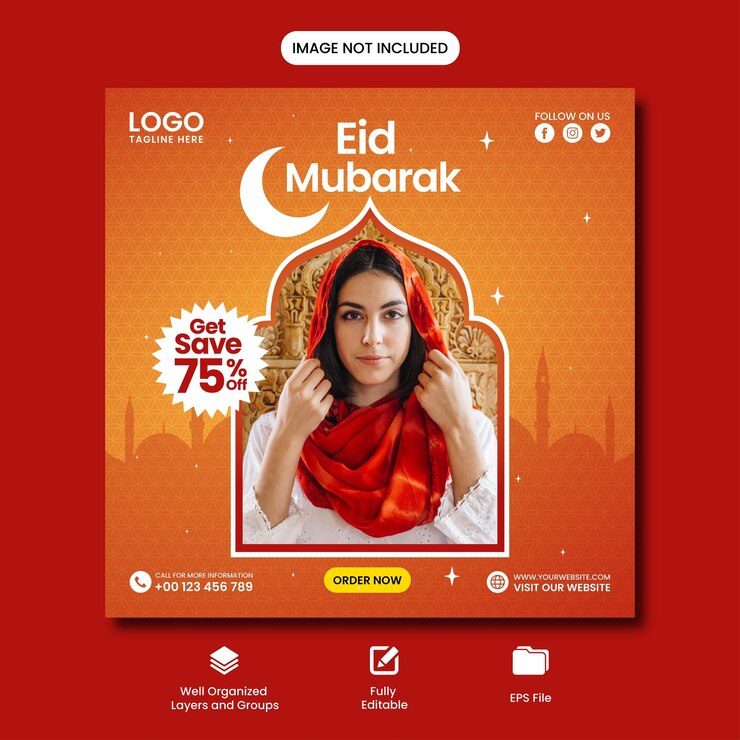 Eid Mubarak 판매 제안 소셜 미디어 게시물 배너 디자인 템플릿