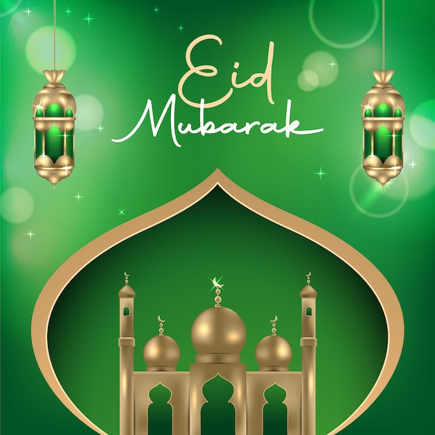 Eid mubarak social media banner design template