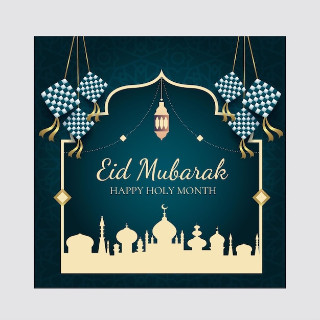 Eid Mubarak social media instagram post design template