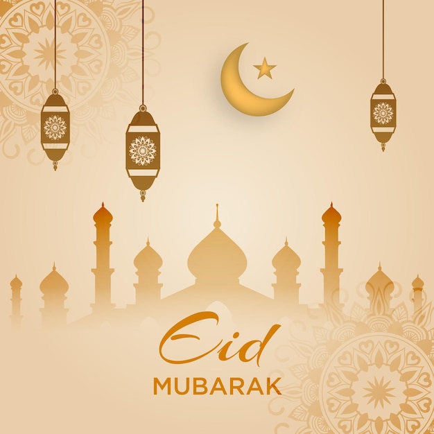 Modello di banner per post sui social media di eid mubarak