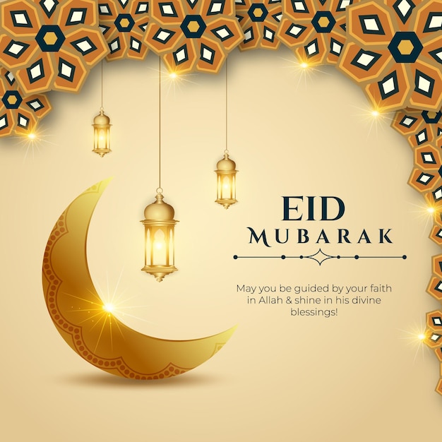 Vettore eid mubarak progettazione di post sui social media