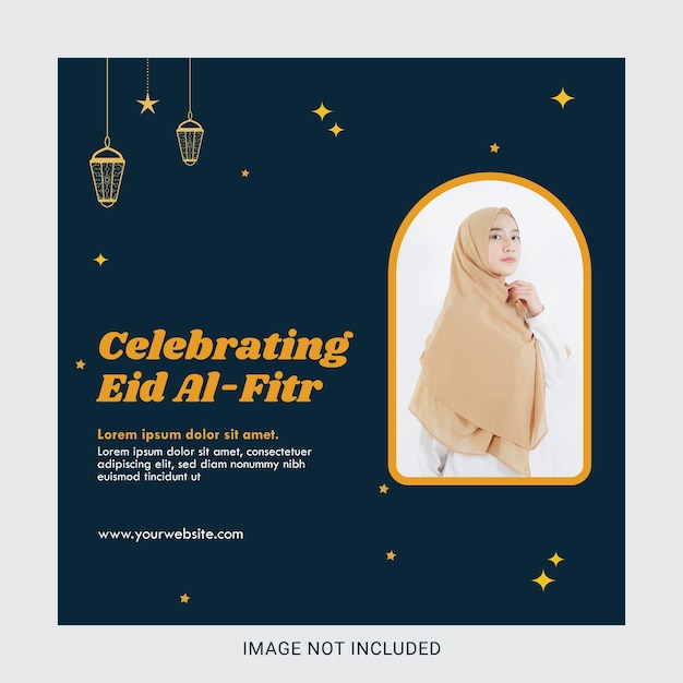 Eid mubarak post sui social media o modello di banner quadrato