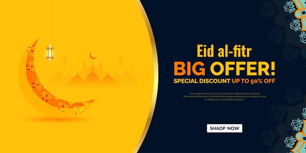 eid mubarak social media sale post vector illustration