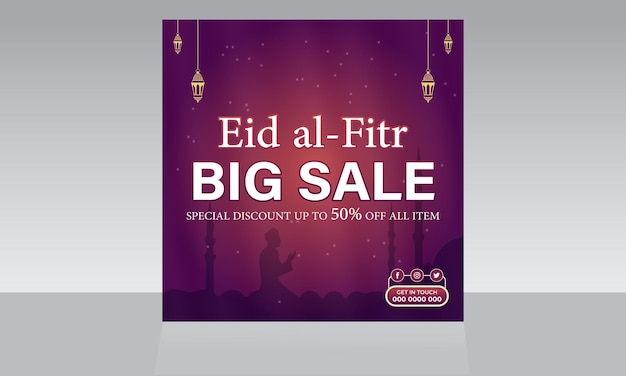 Eid Mubarak special big sale social media post eid fashion square flyer web banner design template