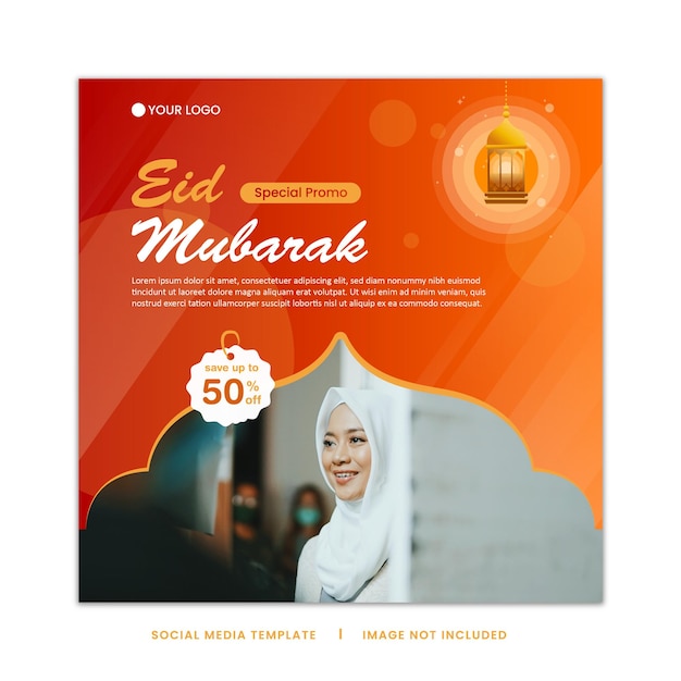 Vector eid mubarak special discount social media template