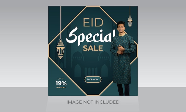 Vector eid mubarak speciale grote verkoop sociale media post eid fashion vierkante flyer webbanner ontwerpsjabloon