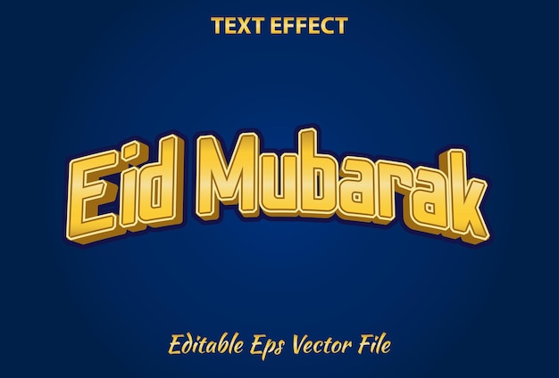 Eid mubarak text effect editable blue and gold color